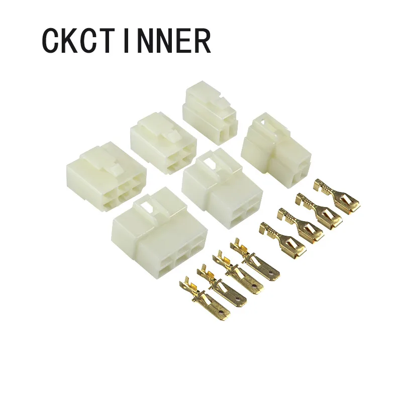 5 наборов разъемов 6.3 мм 1P 2P 3P 4P 6P 8P 9P автомобильная электрическая проводка кабеля Терминальный разъемный комплект для мотоцикла электровелосипеда и автомобиля.