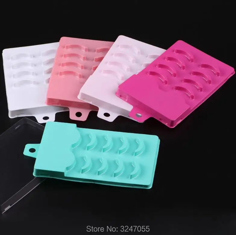 

100pcs/lot 5paris Empty Fake Eyelashes Storage Container, DIY Colored Elegant Cosmetic Eyelashes Case, Eye Beauty Tool