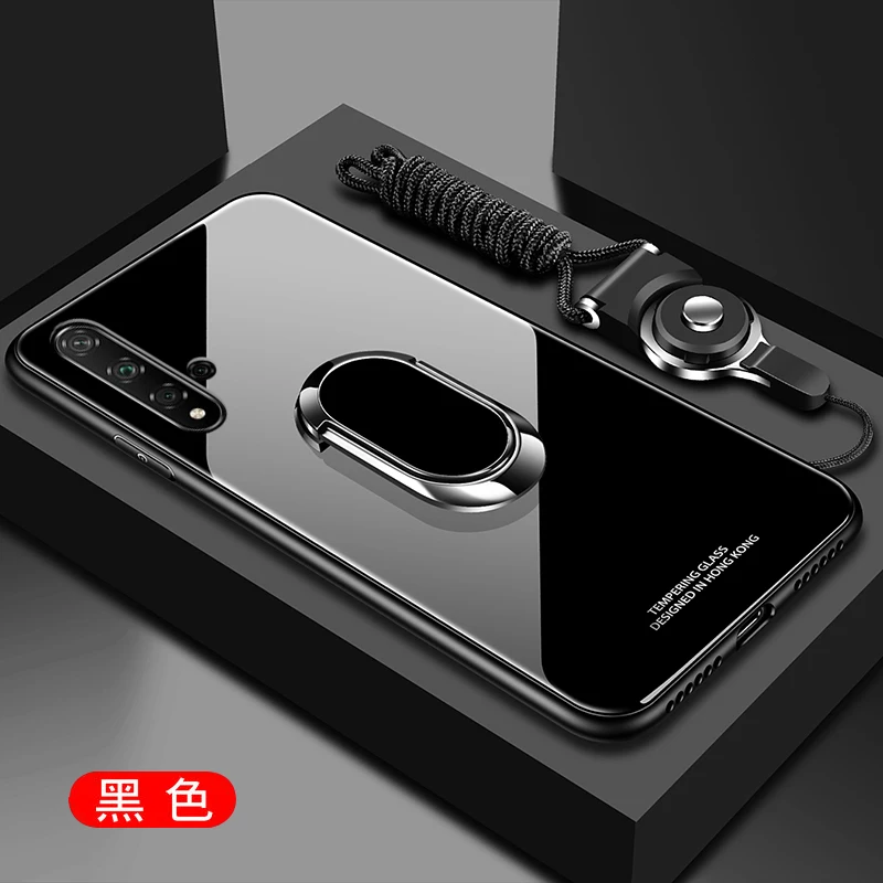 Чехол крышка для Huawei Honor 20/20 Pro черный/розовый/красный/белый из закаленного стекла