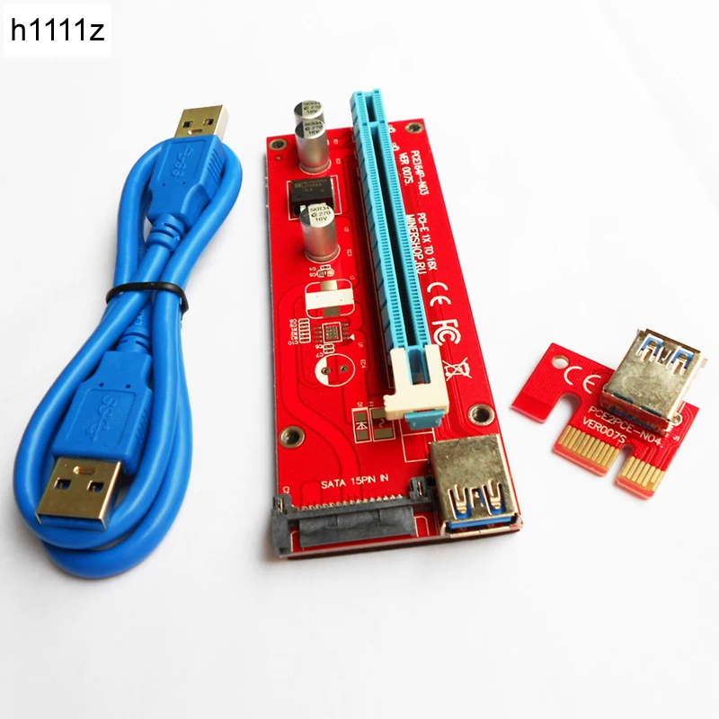 Riser красная плата VER007S PCI E Экспресс 1x to16x переходная карта адаптер 60 см USB 3 0 кабель