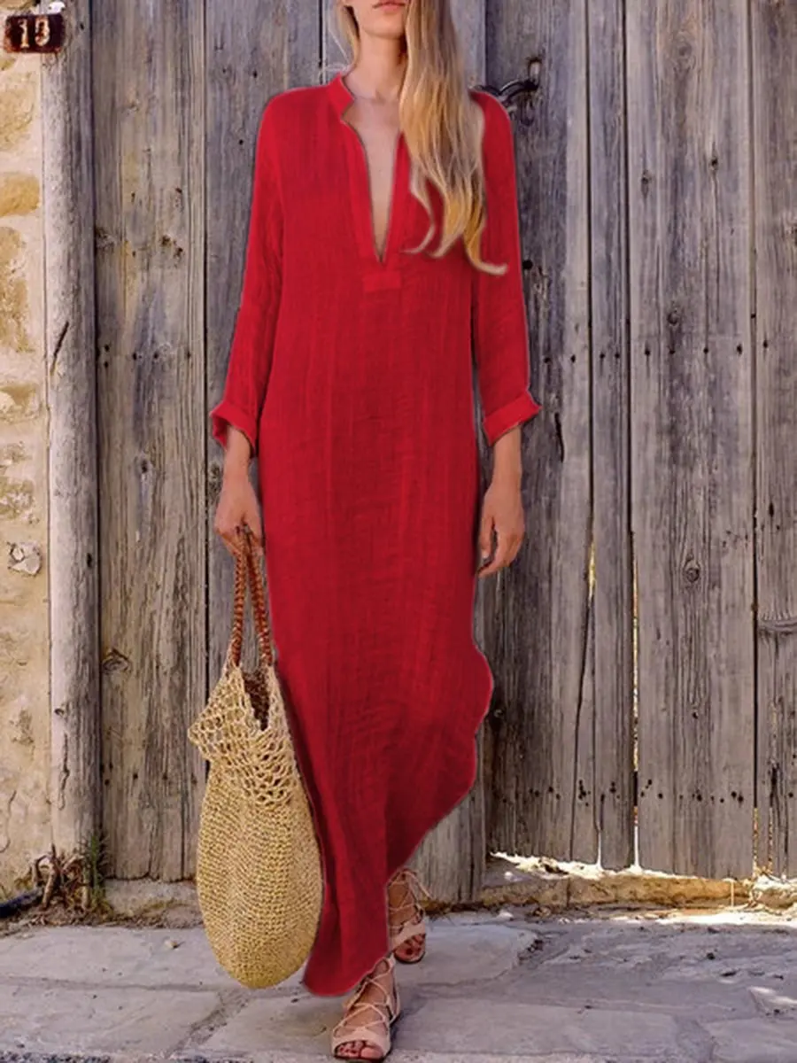 Пляжные накидки для женщин, кафтан, купальные накидки, летнее платье, женские туники, парео, большой размер, всплывающее, Осень-зима, свободное, с вырезом, с разрезом