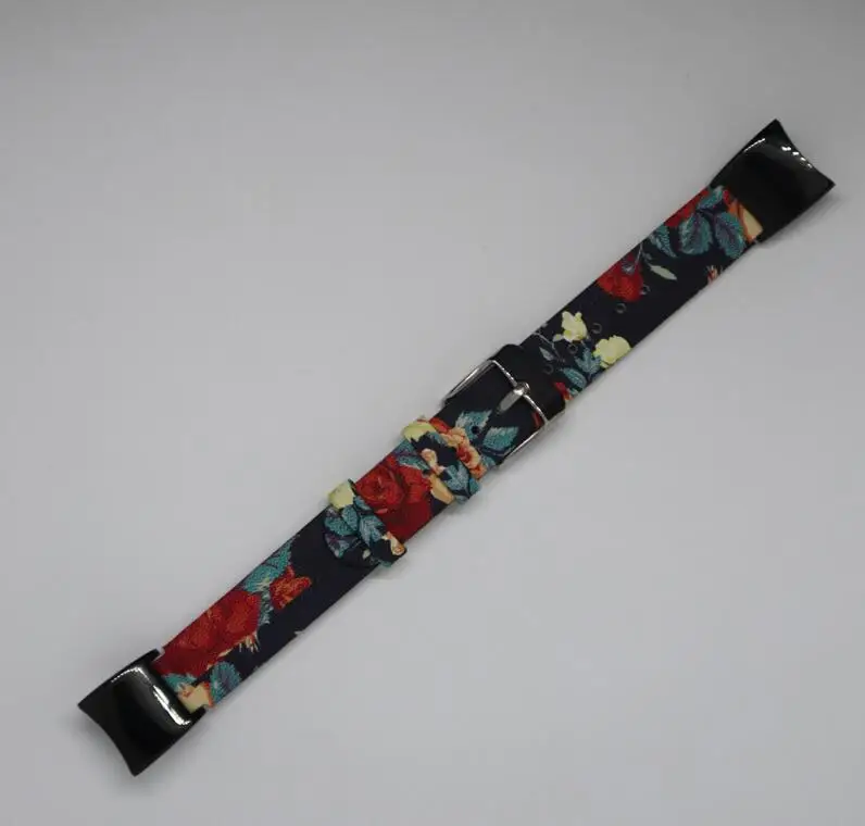 black Браслет с цветочным принтом для huawei Honor band 4, кожаный металлический ремешок Honor band 4, браслет Pulseira Accesorio - Цвет: black