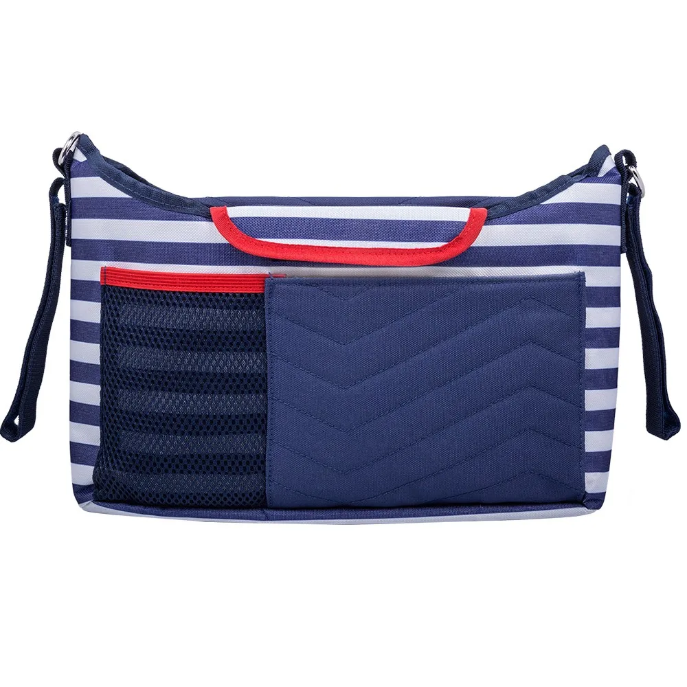 Blue White Stripe Многофункциональная сумка для детской коляски для мам пеленки подгузник коляска висячая сумка бутылка молока изоляционные сумки Органайзер для хранения сумка - Цвет: Blue White Stripe