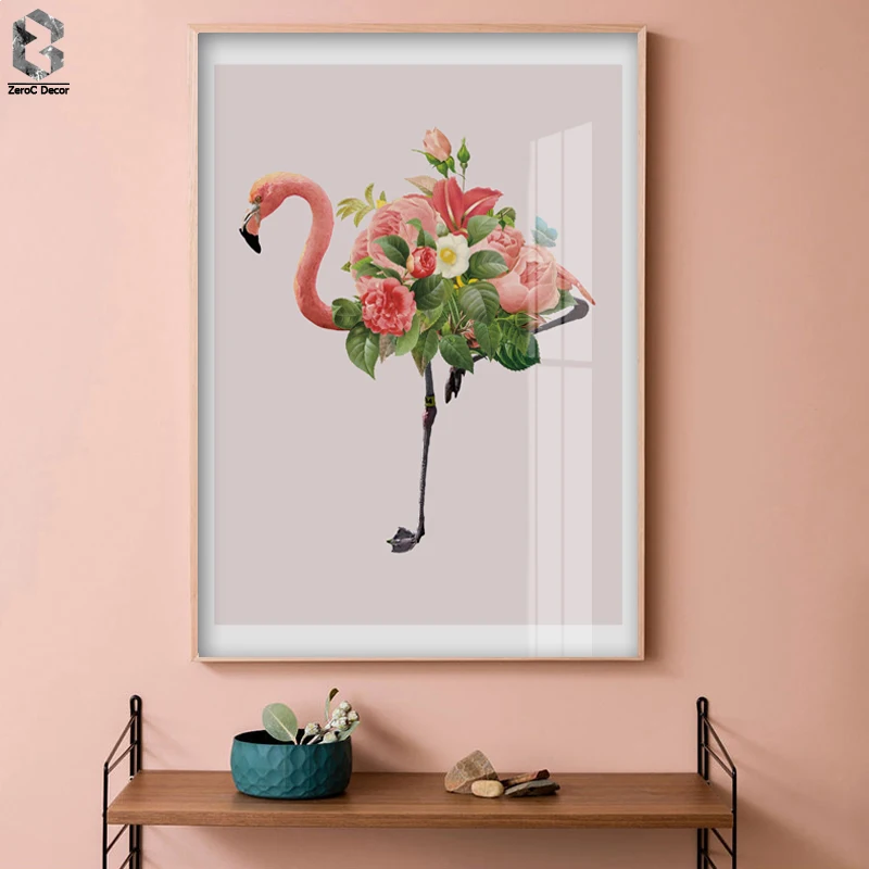 Декоративный настенный постер с изображением фламинго для девочек|canvas art print