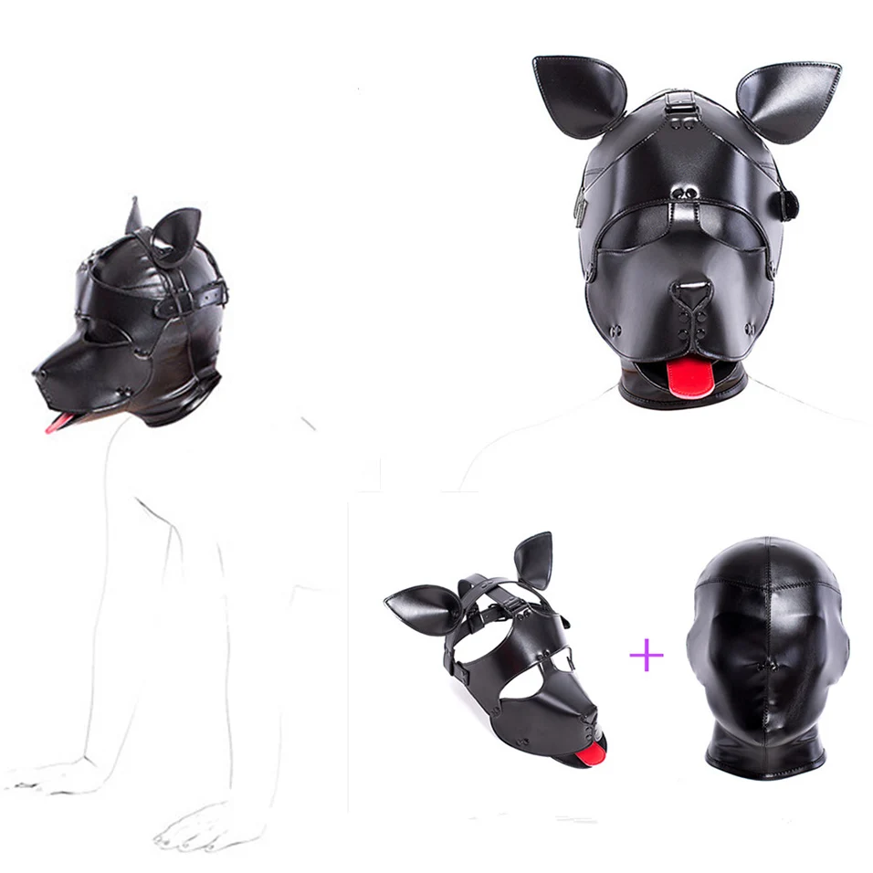 Соблазнительная маска бандаж camaTech с полным капюшоном для собак из искусственной