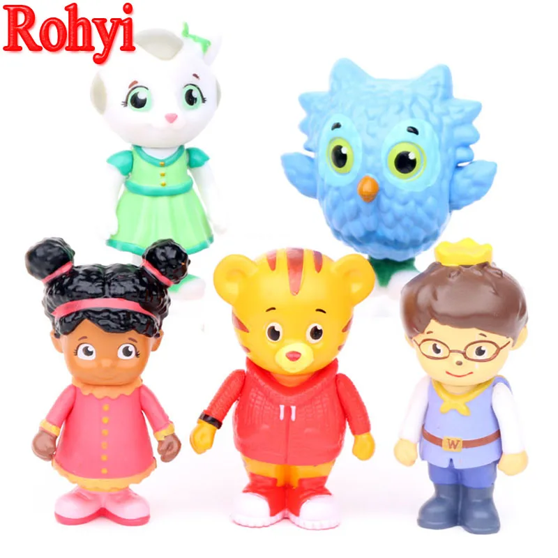 

5pcs/lot 6cm Daniel Tiger's Neighborhood Friends Figures Set Daniel Tiger Prince Elaina Owl Katerina PVC Action Figure Toy