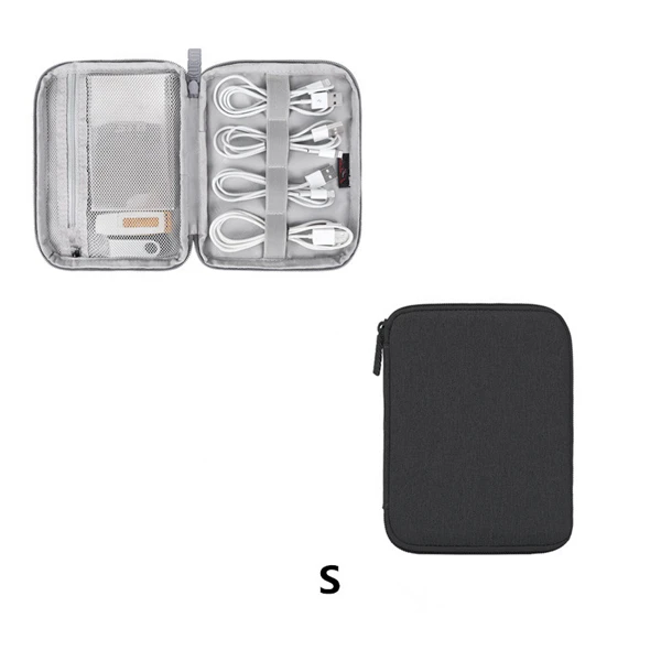 black S 1 шт. сумка для хранения usb-кабеля для передачи данных, цифровой органайзер для путешествий, сумка для наушников, чехол для путешествий, аксессуары для электроники - Цвет: black S