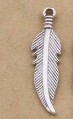 

300pcs Charm feather plumage pendant 27*7mm Antique silver Handmade Jewelry Making DIY Supplies European Alloy accessories Hot