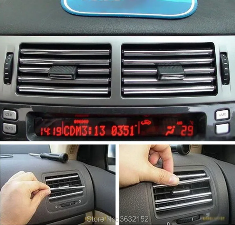 3M U Style Car Styling Interior Decoration Strips Air Conditioning Outlet For Peugeot 307 308 207 3008 2008 407 508 206 208 406 |