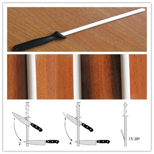 

4 pcs Kitchen tool Ceramic zirconia Rods Knife Sharpener 8" with ABS Handle Sharpening For Chefs' Steel Knives Kitchen Assistant