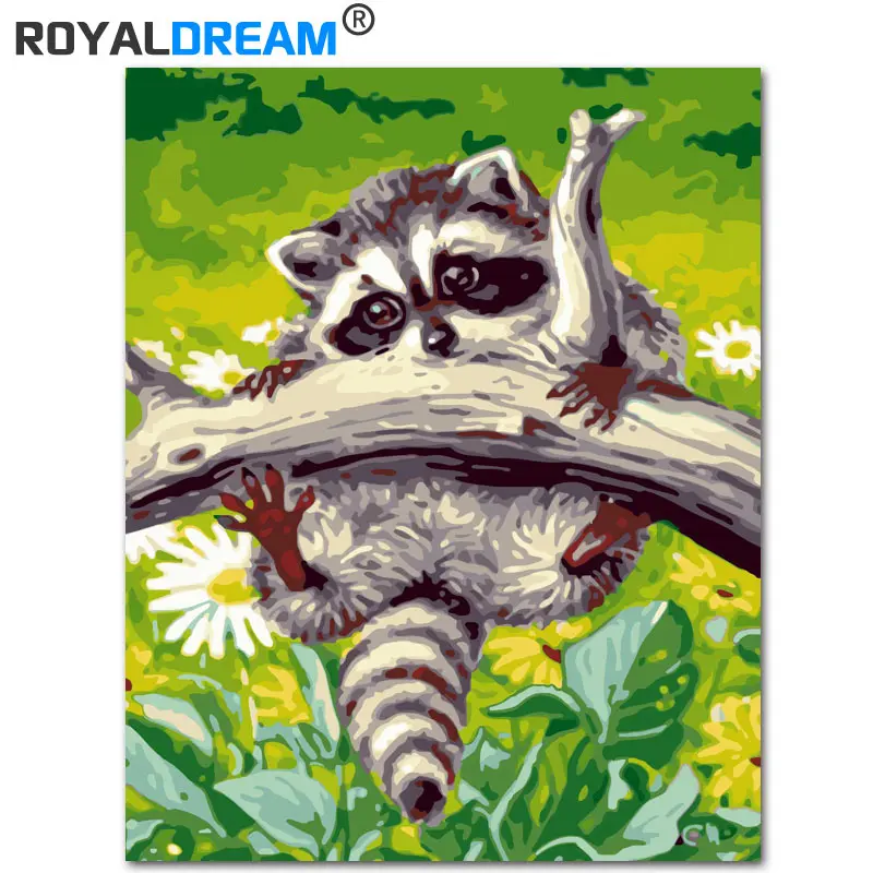 ROYALDREAM озорная маленькая енота DIY искусственная роспись по номерам современное