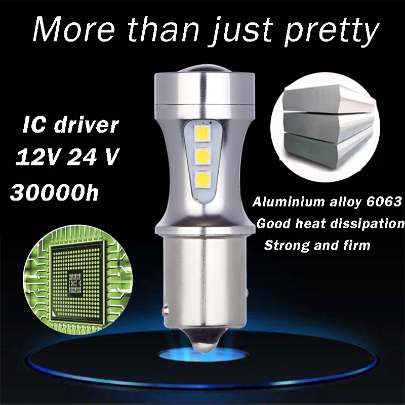 Из 2 предметов ba15s светодиодный 1156 SMD 3030 автомобильный светильник поиска светодиодный P21W S25 автомобиля Автомобильный задний фонарь DRL Белый 12v 24v