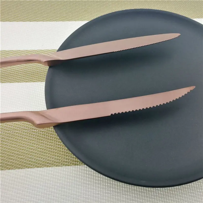 Upscale Favors Rose Gold Matte Cutlery 18/10 Stainless Steel Coffee Tea Fork Dinnerware Steak Knife Tableware Set | Дом и сад