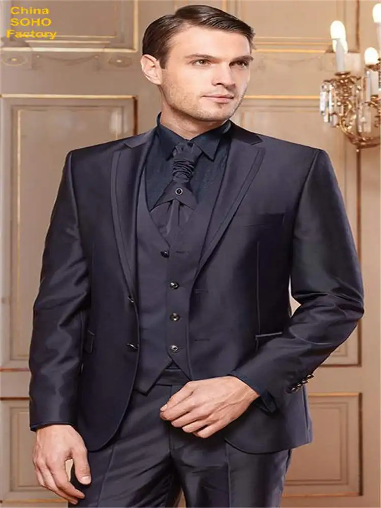 Picture Style20 Дизайн Slim Fit синий Жених костюмы с остроконечным лацканом лучшие мужские свадебные платья Одежда для выпускного вечера(куртка+ брюки+ жилет - Цвет: Picture Style20