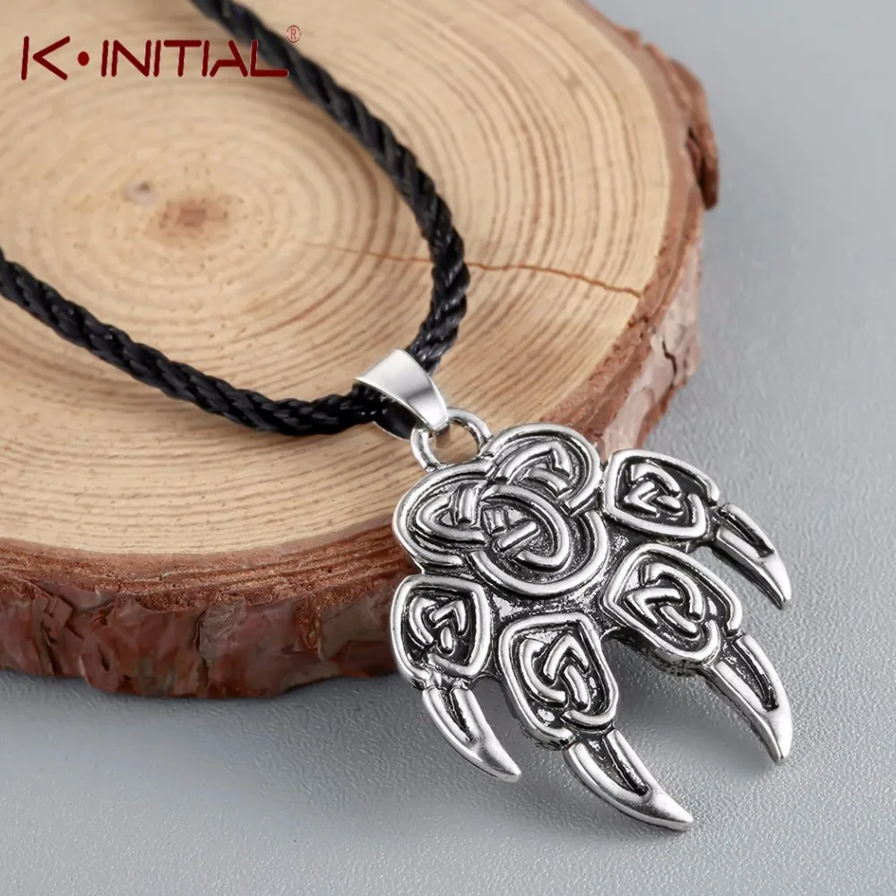 

Kinitial Vintage Slavic Pendant Veles God Symbol Warding Bear Paw Necklace Talisman Amulet Viking Pendant Necklaces Jewelry