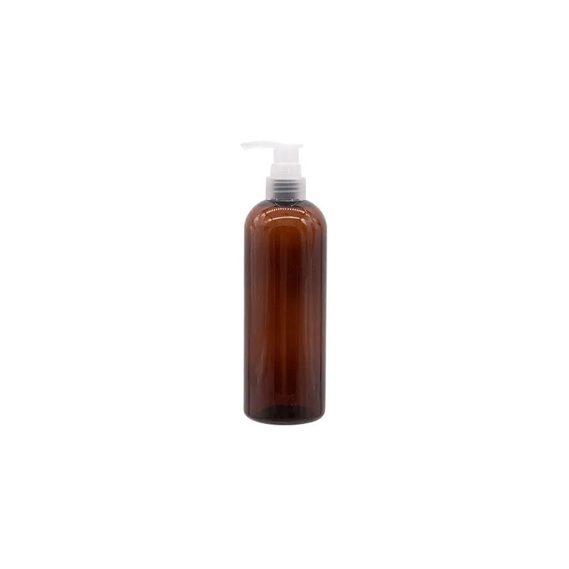 Empty Plastic Lotion Pump Bottles Black Gray Cosmetic Container With Liquid Soap Dispenser Shampoo Refillable Bottles 300ML - Цвет: Brown Bottle Clear