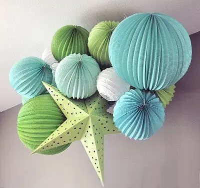Wedding Birthday Party Showers Decoration 19cm Hanging Watermelon Accordion Paper Lanterns For Home Event Festival Decor | Дом и сад