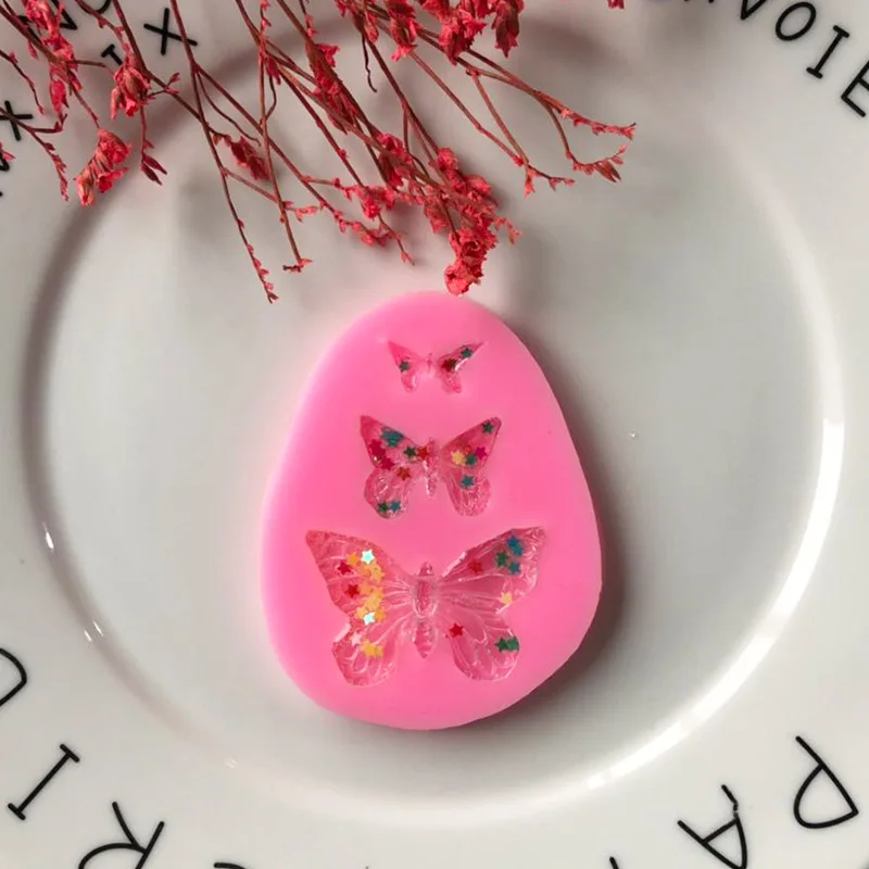 Силиконовые формы в виде бабочки с 3 полостями форма для помадки инструменты