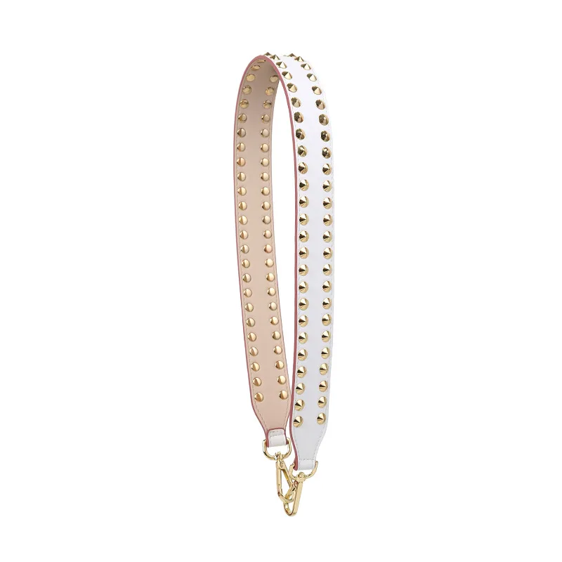 White Gold Rivet Модная сумка с заклепками в стиле панк, Сменный ремень на плечо, Сумка с ремнем 90 см, цветная кожаная сумочка с ручками, Женская сумочка, ремни, аксессуары - Цвет: White Gold Rivet