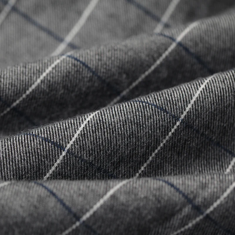 Мужская приталенная рубашка в полоску Markless винтажная серая Повседневная из 100%