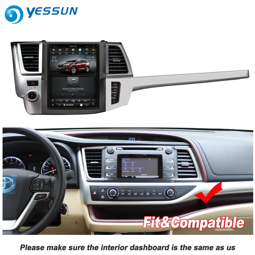 YESSUN 12,1 ''HD вертикальный экран для Toyota Highlander 2013~ автомобильный Радио Android Carplay gps Navi карты камера Сенсорный Без CD DVD
