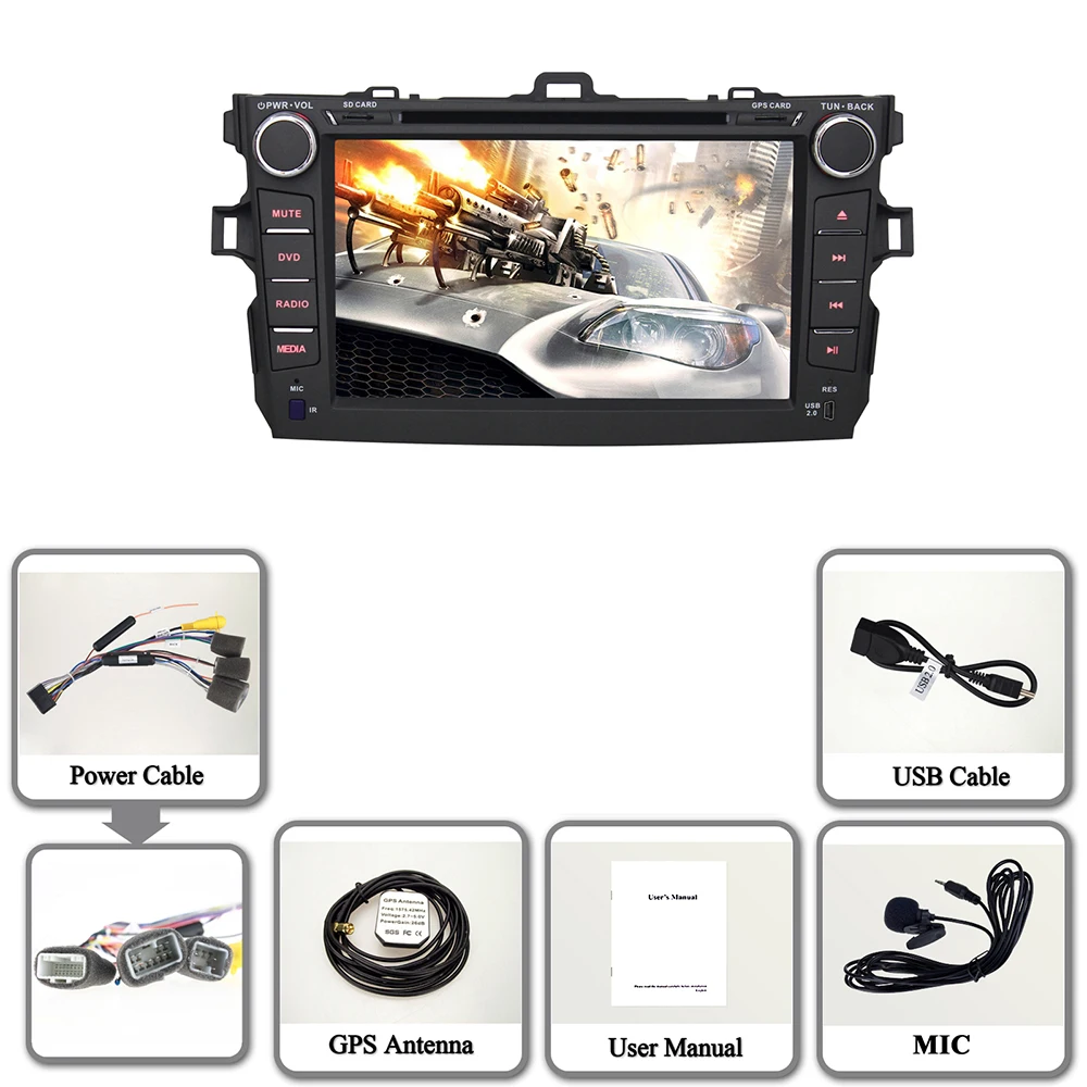 Новый 8 дюймов Android 1 автомобильный DVD плеер GPS навигация Радио Аудио для Toyota Corolla Navi