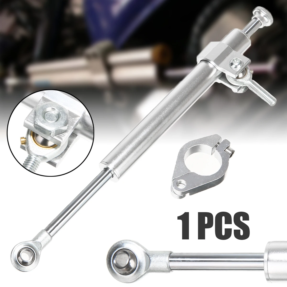 

1PC 330mm Universal Aluminum Motorcycle Steering Damper Fork Stabilizer Silver Shock Absorber For Dirt Bikes Scooter ATV