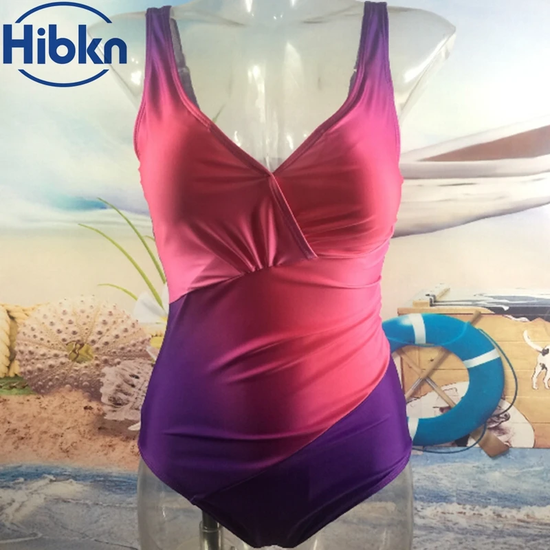 Женский слитный спортивный купальник большого размера с лямкой на шее купальный