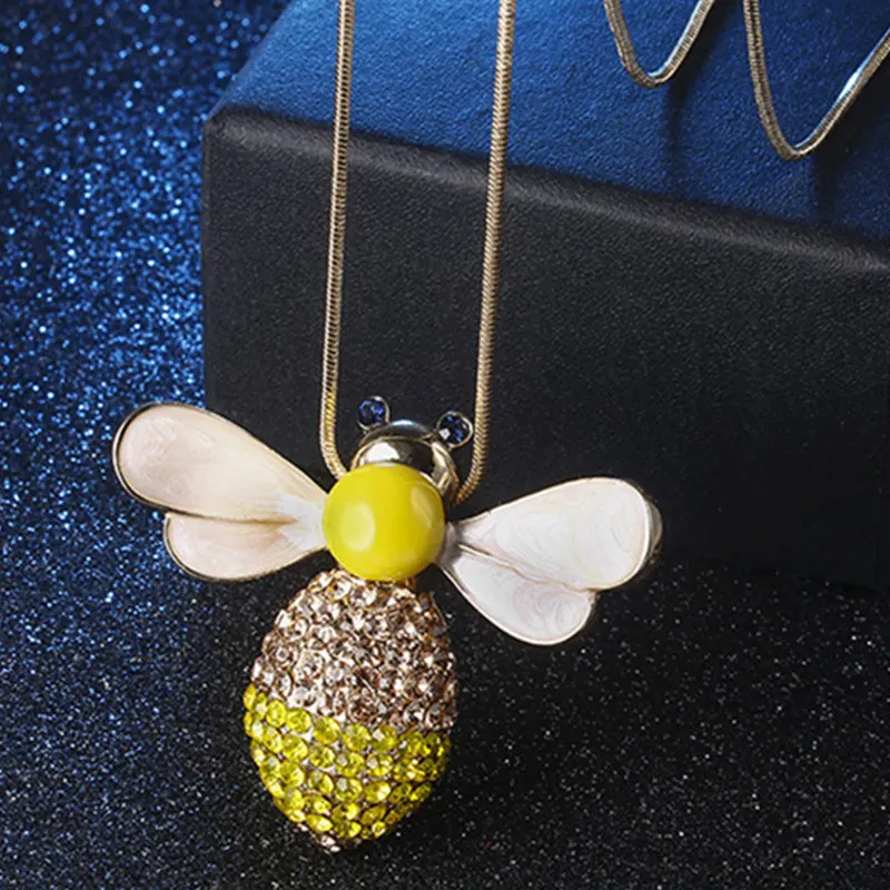 Женская новая мода милый маленький пчела осень и зима свитер цепь длинное