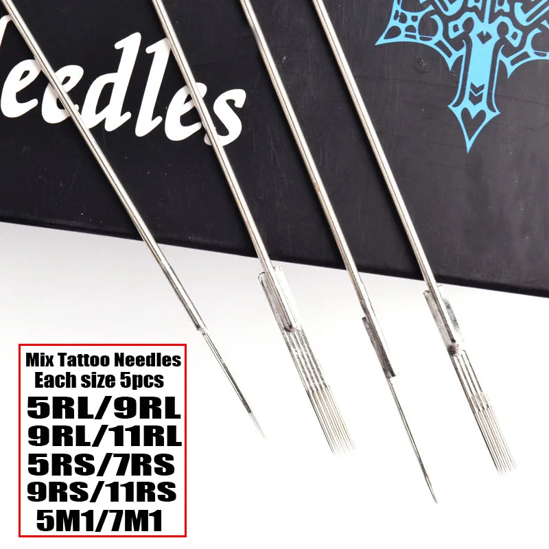 

50pcs/set Assorted Sterilized Tattoo Needles Mixted 10 sizes Needle Tatoo Each size 5pcs Microblading Naalden For Tattoo