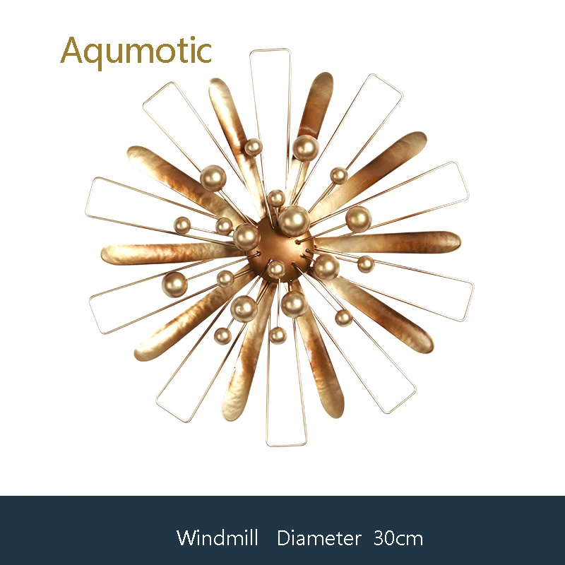 Windmill30cm Aqumotic Железный цветок стенд 3d Искусственные цветы настенный художественный Декор для дома металлический Арт Деко бар фон Золотой для гостиной - Цвет: Windmill30cm