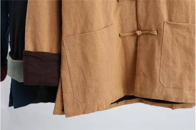 Двубортное кашемировое пальто в китайском стиле унисекс короткая верхняя одежда