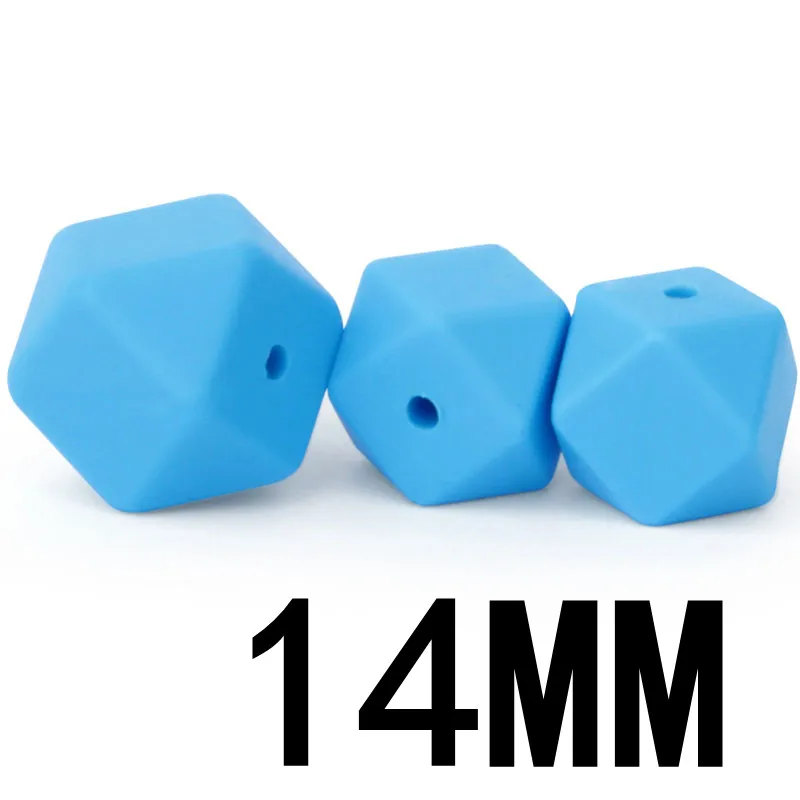 07 Deep Sky Blue 30 шт силиконовые бусины 14 мм безопасные пищевые шестигранные Силиконовые Бусины Цвет на выбор силиконовый Прорезыватель для детского силиконового ошейника - Цвет: 07 Deep Sky Blue