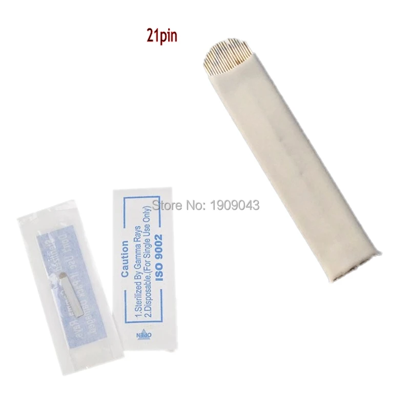 50PCS/lot 21Needles Permanent Makeup Manual Microblading Tattoo Pen Blades Embroidery Cosmetic for Eyebrows Lips | Красота и здоровье
