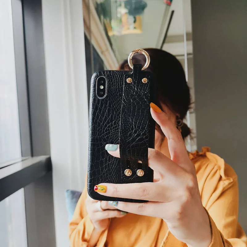 With Wrist chain Cases For iPhone XS MAX XR 6 6s 7 8 Plus X Case Cover Soft PU Leather Phone Protector Funda Coque Fundas |