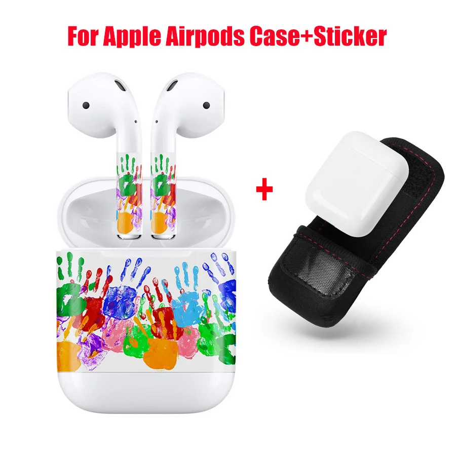 Защитный чехол для Apple Airpods Air Pods + Защитная Наклейка против потери элегантный