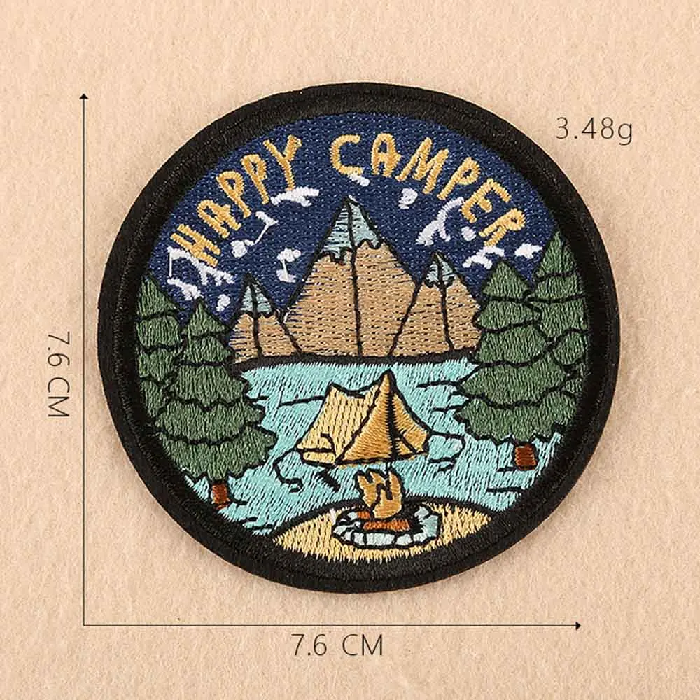 HAPPYCAMPER(HUANG ZP Спортивный Медвежонок лагерь жизнь оставьте дорогу в море Открытый Утюг на вышитой одежде нашивки для одежды - Цвет: HAPPYCAMPER(HUANG ZP