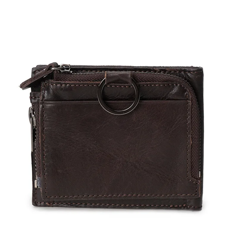 Модный кошелек из 100% натуральной кожи мужской в три сложения коровьей короткий