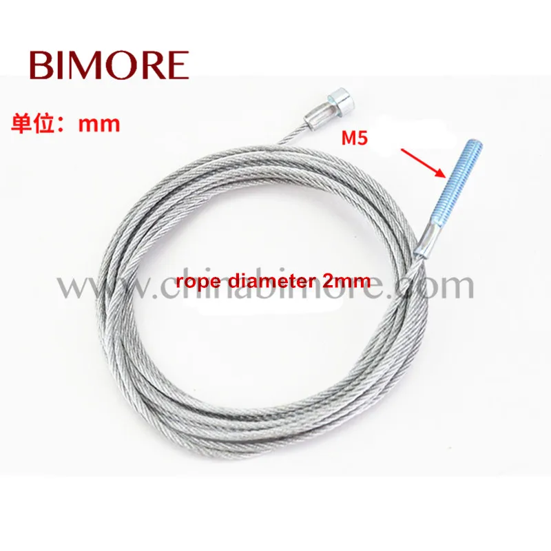 

5 Pieces Length 3040mm BIMORE Elevator Steel Wire Rope 800 900 1000 Opening Rope Diameter 2mm M5 For 800 Opening