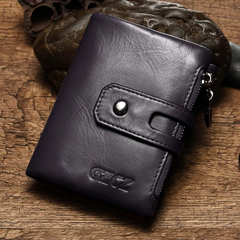 Кошелек мужской GZCZ из натуральной кожи с отделением для монет и карт | Багаж сумки