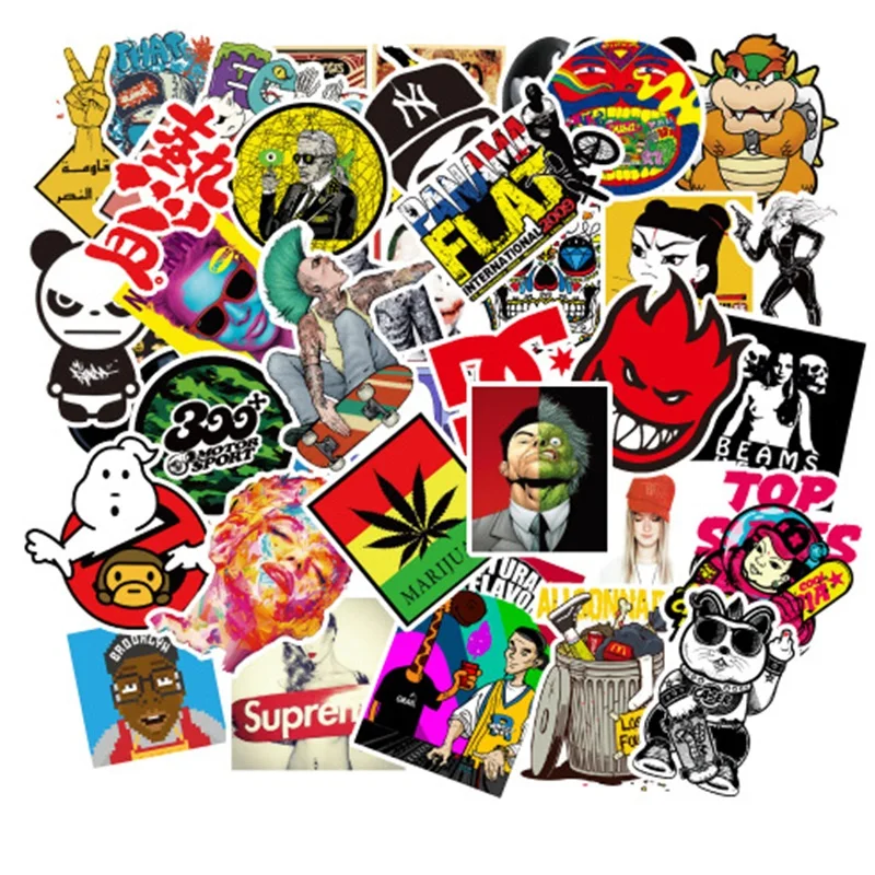 

100 pcs/pack Classic Fashion Style Graffiti Stickers For Laptop Skateboard Luggage Waterproof Decals Fridge Phone Sticker Toy