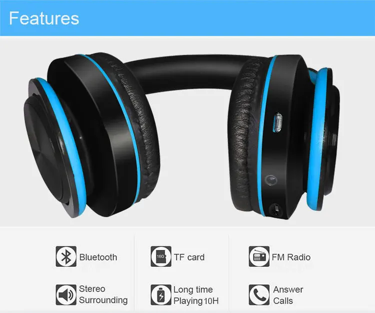YTOM Складные Bluetooth наушники Беспроводная гарнитура стерео наушники с микрофоном Поддержка TF карты для iphone xiaomi