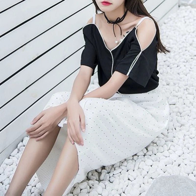 Women Summer Beach Style Short Blouses Shirts Lady Girls Casual Sleeve Off Shoulder Straped Blusas Tops DF2571 | Женская одежда