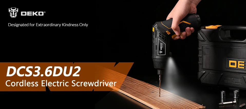 DEKO DCS3.6DU2 Беспроводная электрическая отвертка DIY Бытовая аккумуляторная батарея отвертка с поворотной ручкой светодиодный светильник