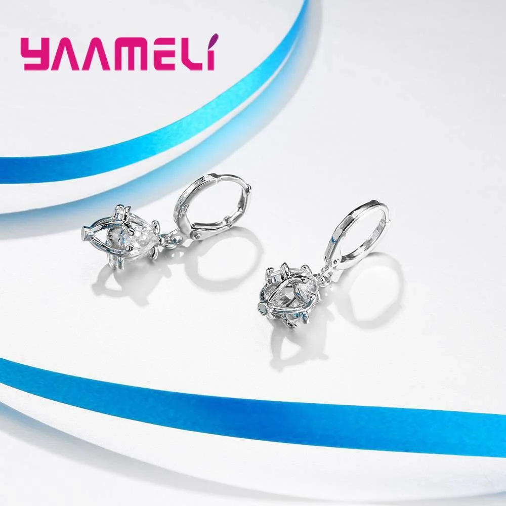 Genuine 925 Sterling Silver Women Jewelry Sets Simple Personality Design AAA Cubic Zirconia Party Necklace Earrings | Украшения и