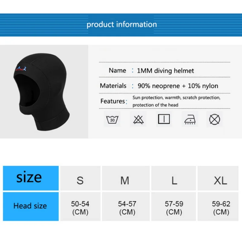 

High Quality 1mm Neoprene Scuba Diving Cap With Shoulder Snorkeling Equipment Hat Hood Neck Cover Winter Swim Warm Cap
