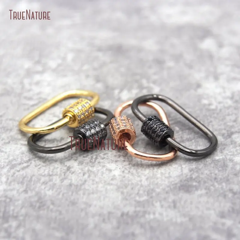 Micro pave oval винтовой замок золотого розового золота с серебряным покрытием u