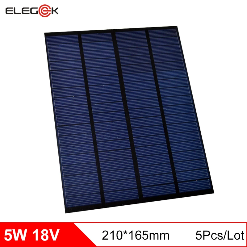 ELEGEEK 5 шт. 5 Вт 18 в поликристаллическая солнечная панель ПЭТ мини солнечная панель Зарядка для 12 В батареи DIY Солнечная система