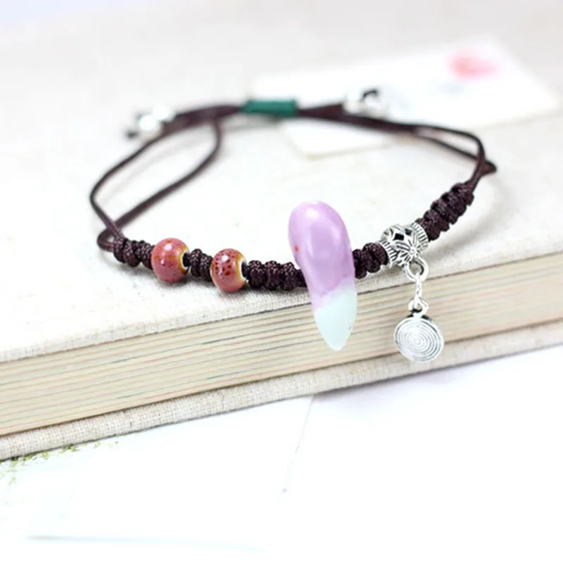 Женский винтажный браслет с подвеской в виде баклажана серебристого