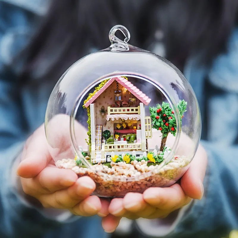 Кукольный дом мебель Diy Миниатюрный 3D кукольный домик с деревянная мебель для дома для детей подарок прозрачная бухта мини-дом игрушки